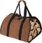 Firewood Carrier, 38in x 18in 16oz Waxed Canvas Log Carrier for Firewood, Wood Carrying Bag with Handles Securing Straps for Indoors Camping Trip, Gifts for Men Dad Husband (Brown)