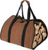 Firewood Carrier, 38in x 18in 16oz Waxed Canvas Log Carrier for Firewood, Wood Carrying Bag with Handles Securing Straps for Indoors Camping Trip, Gifts for Men Dad Husband (Brown)