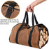 Firewood Carrier, 38in x 18in 16oz Waxed Canvas Log Carrier for Firewood, Wood Carrying Bag with Handles Securing Straps for Indoors Camping Trip, Gifts for Men Dad Husband (Brown)
