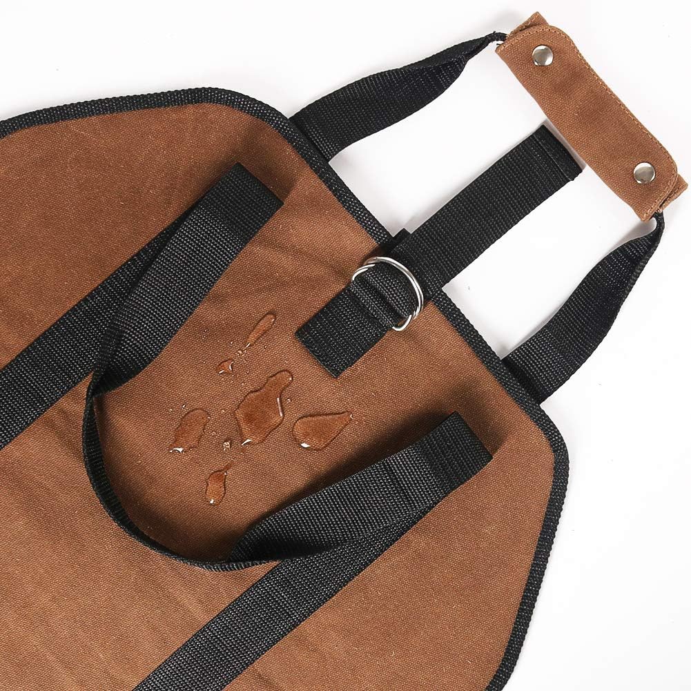 Firewood Carrier, 38in x 18in 16oz Waxed Canvas Log Carrier for Firewood, Wood Carrying Bag with Handles Securing Straps for Indoors Camping Trip, Gifts for Men Dad Husband (Brown)