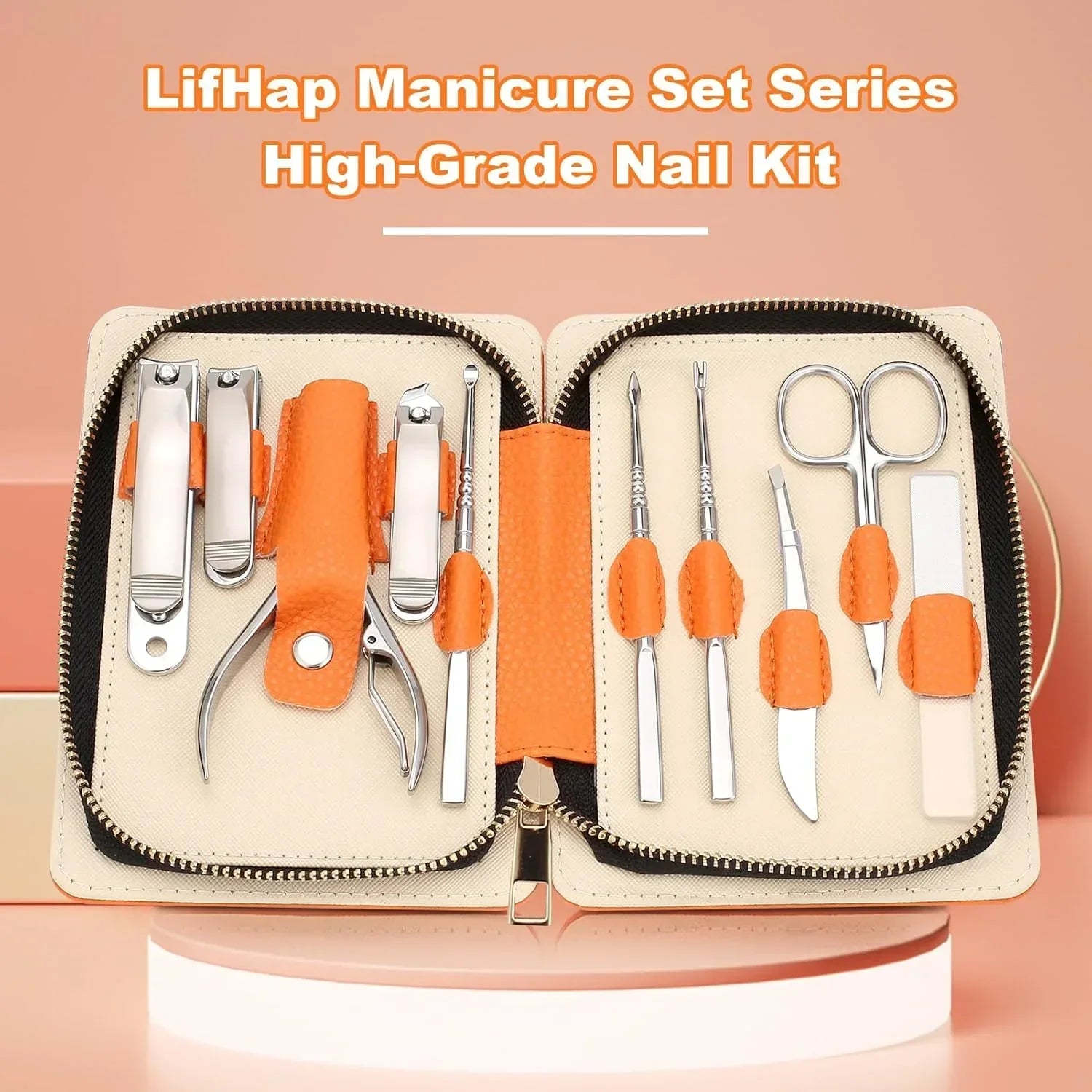 Professional Manicure Set for Adult,10-in-1 High-Grade Nail Cutter Ingrown Toenail Clippers Pedicure with Leather Travel Case.Heavy-Duty Stainless Steel Men Women Nail Care Grooming Kit.