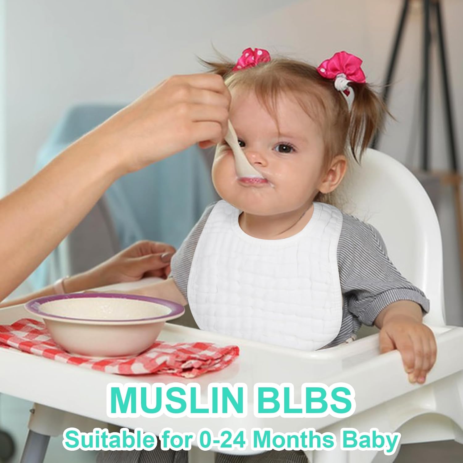 Muslin Baby Bibs, 6 Pack Soft Cotton Baby Bandana Drool Bibs for Boys Girls Teething and Drooling