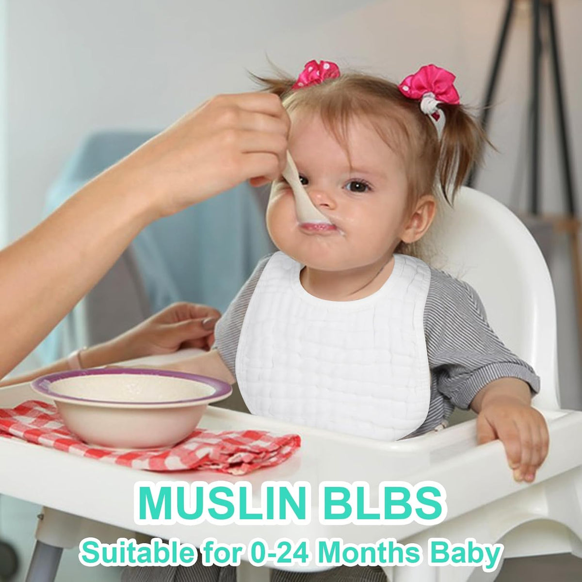 Muslin Baby Bibs, 6 Pack Soft Cotton Baby Bandana Drool Bibs for Boys Girls Teething and Drooling