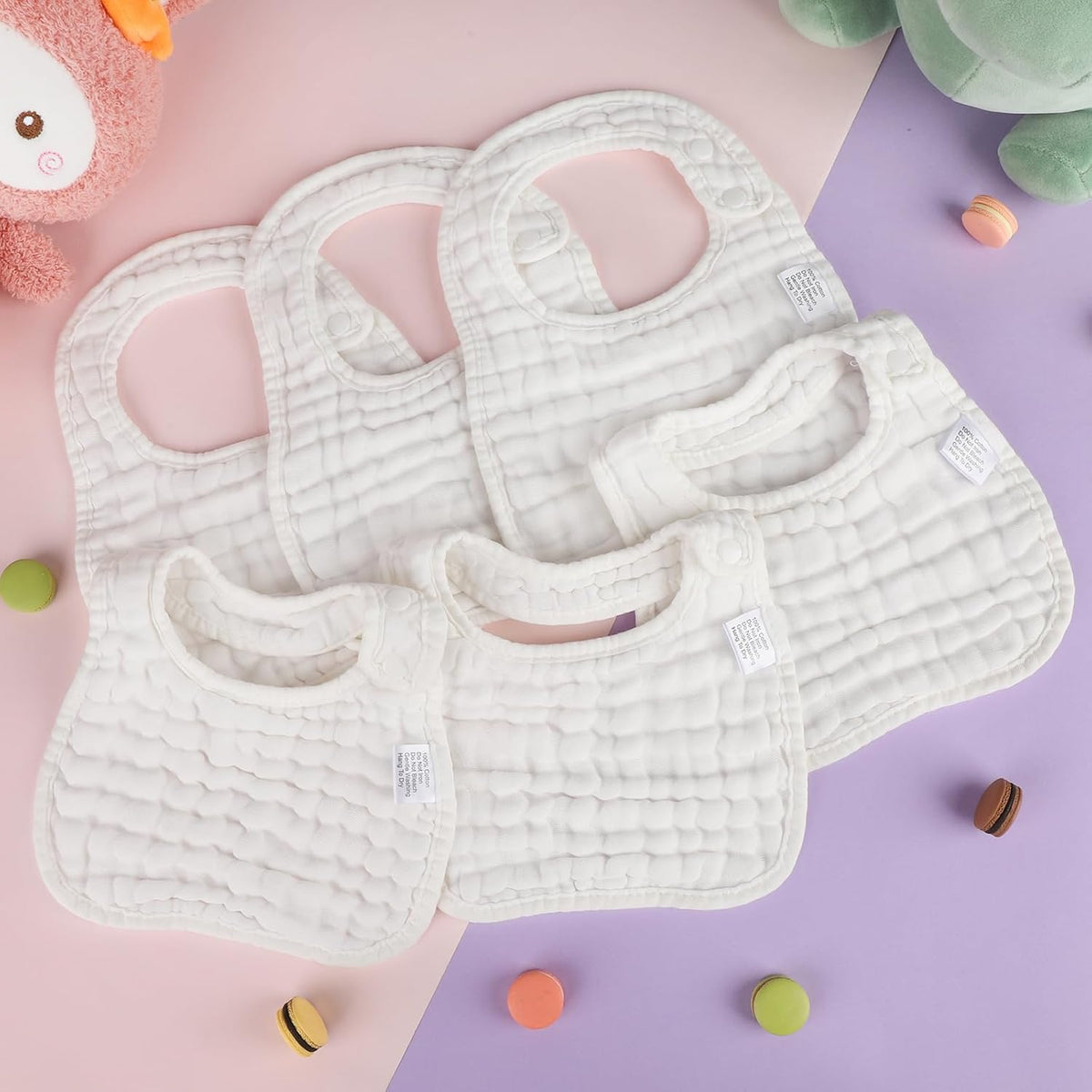 Muslin Baby Bibs, 6 Pack Soft Cotton Baby Bandana Drool Bibs for Boys Girls Teething and Drooling