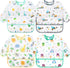 4 Pack Long Sleeve Bibs, Baby Smock Waterproof Sleeved Bib Smock for Baby Toddler 6-36 Months