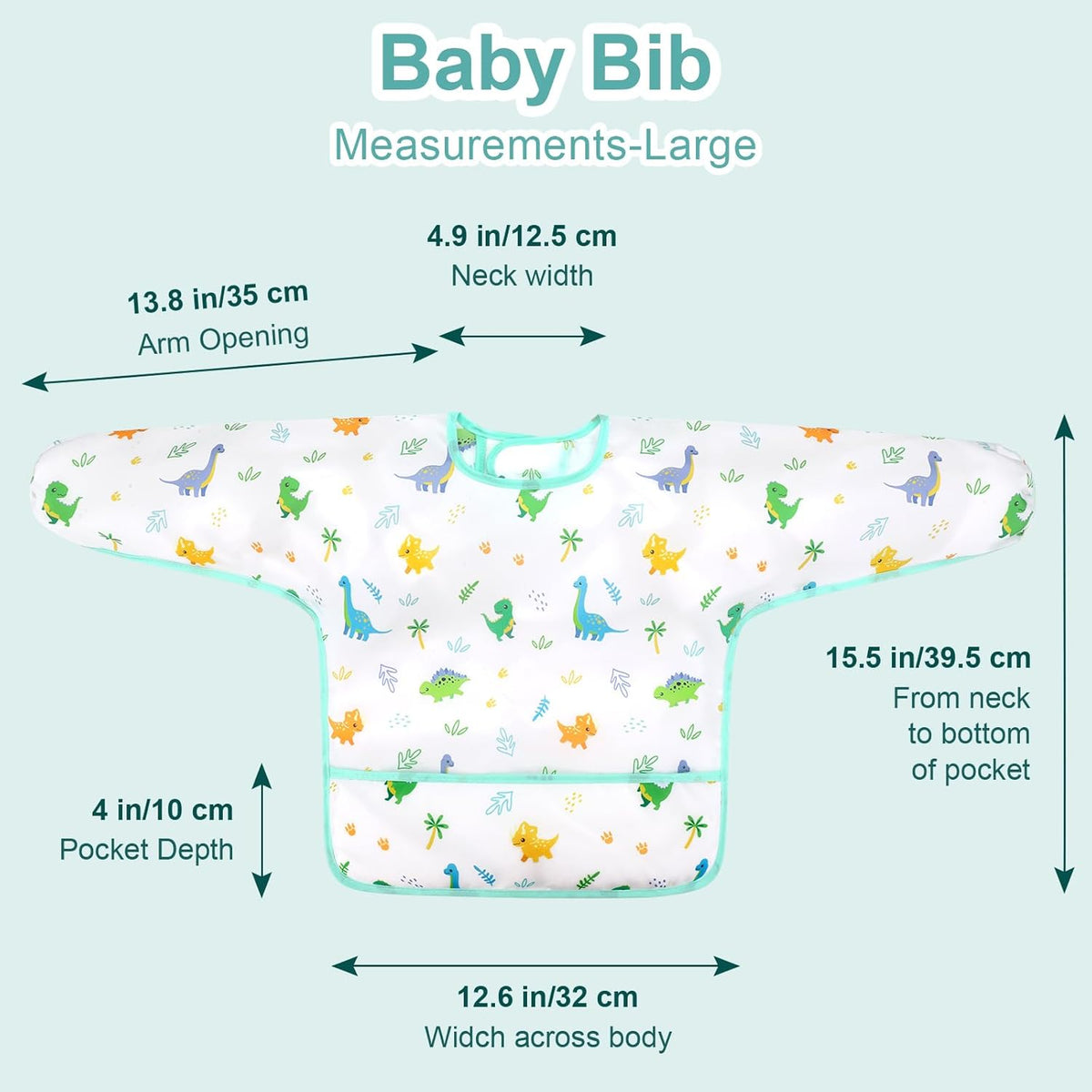 4 Pack Long Sleeve Bibs, Baby Smock Waterproof Sleeved Bib Smock for Baby Toddler 6-36 Months