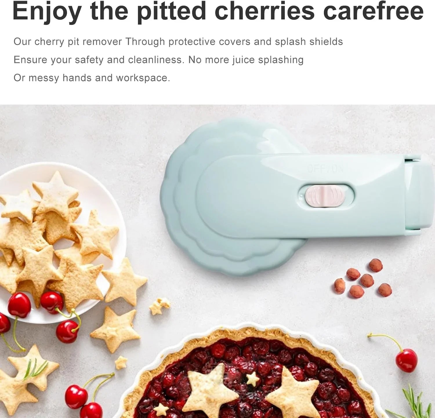 Cherry Pitter for 6 Cherries - Quick & Effortless - Also for Olives - 1 Piece