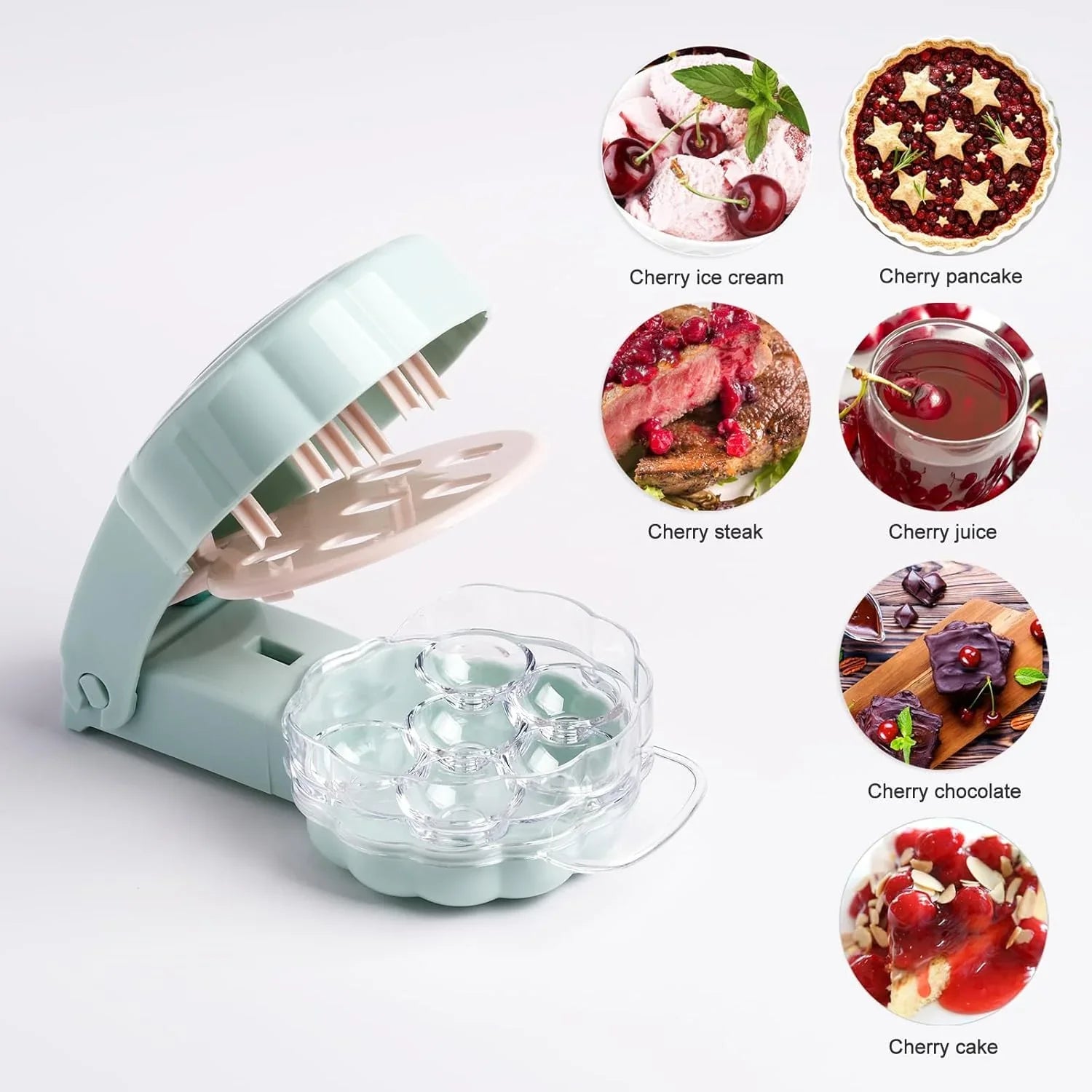 Cherry Pitter for 6 Cherries - Quick & Effortless - Also for Olives - 1 Piece