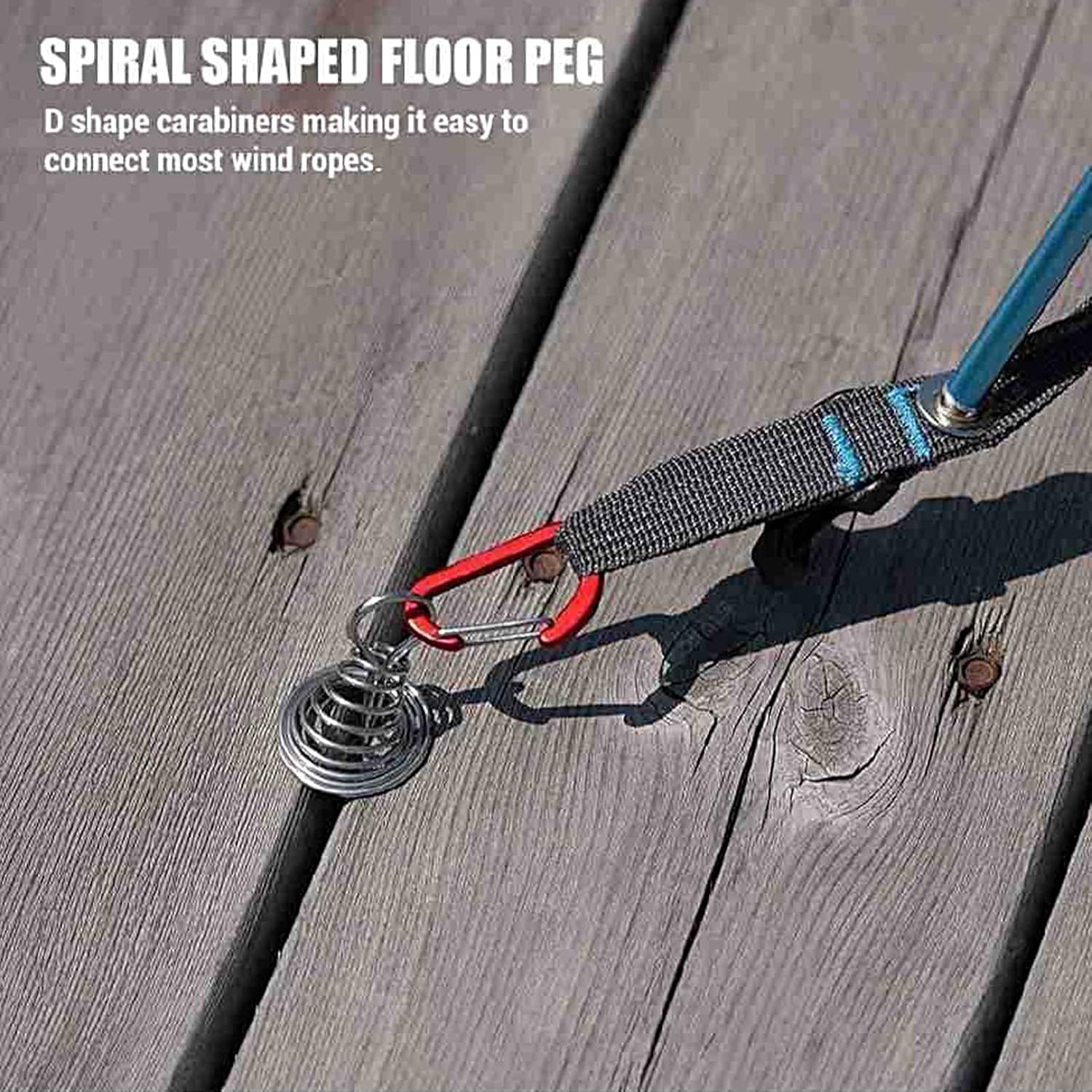 10 Pack Tent Pegs Aluminium Alloy Visgraat Shaped Windproof Octopus Tenthorns with Spring Clips Portable Rope Anchors for Camping Tents