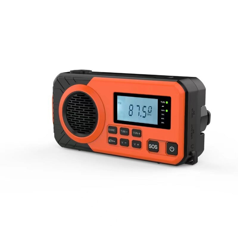 Emergency Radio Solar Hand Crank Portable Rechargeable Battery Powered Orange
