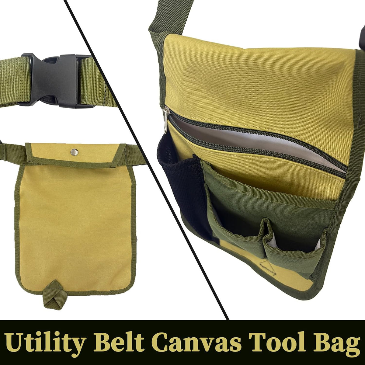 Garden Tool Belt - 1 Piece - Green - Multiple Pockets - Ideal for Outdoor Use