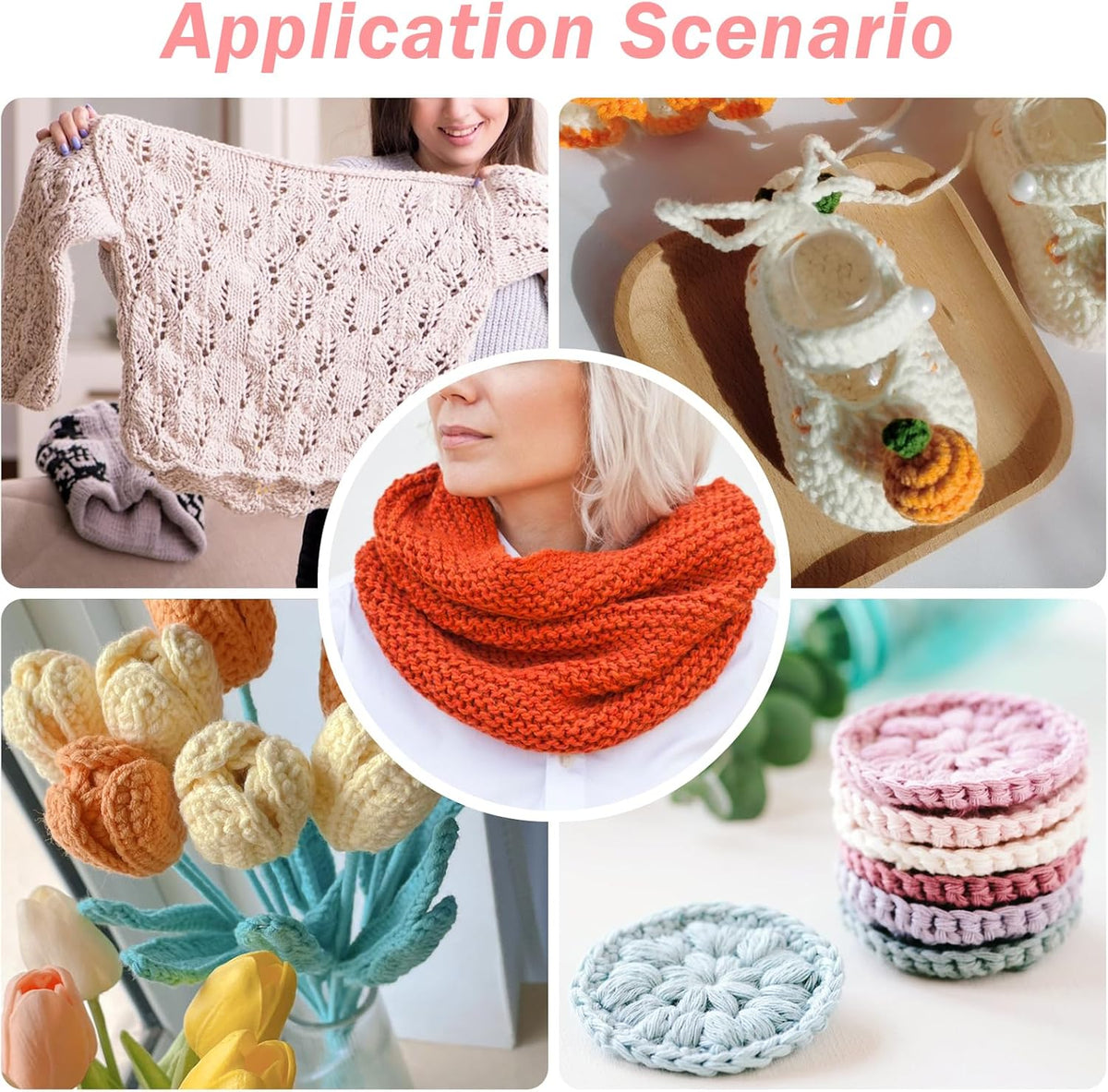 20 Piece Crochet Hook Set with Rubber Handles and Stitch Markers Ergonomic Knitting Tools for Blankets Scarves Gloves