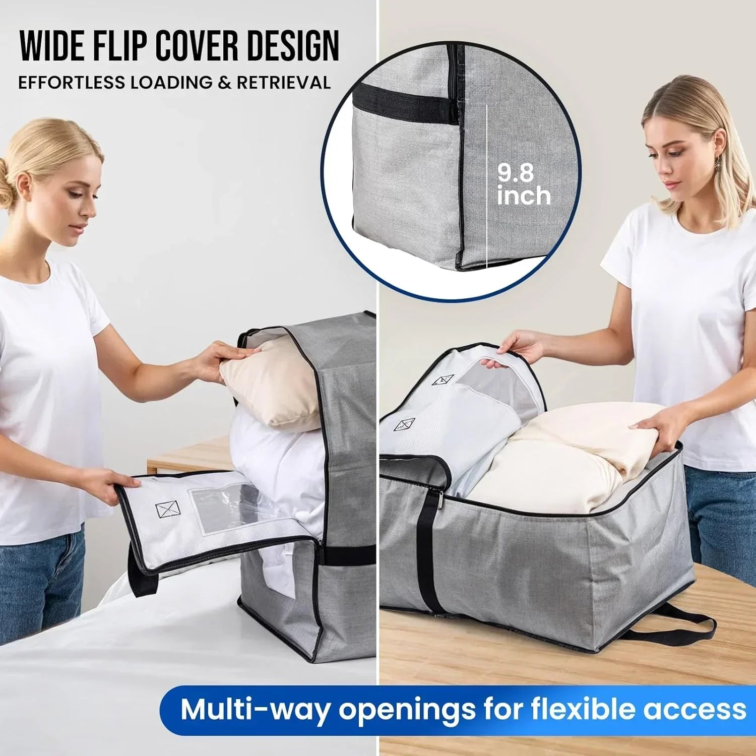 2 Pack Gray Moving Bags w/Adjustable Backpack Straps, Moving Supplies, Moving Boxes Alternative, Heavy Duty Storage Totes for College Packing, Camping Backpack for Travel, Dorm, Laundry