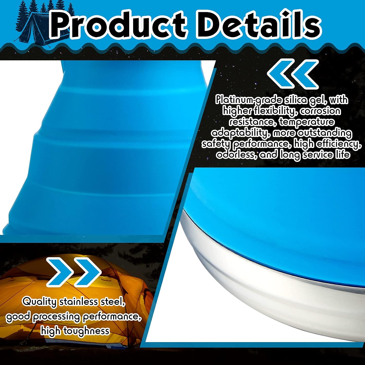 1.5l Portable Collapsible Kettle Camping Pot Collapsible Tea Kettle for Hiking Travel and Outdoors