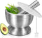 Mortar and Pestle,  18/8 Stainless Steel Spice Grinder Pill Crusher with Lid for Crushing Grinding Ergonomic Design with Anti Slip Base and Comfy Grip