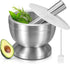 Mortar and Pestle,  18/8 Stainless Steel Spice Grinder Pill Crusher with Lid for Crushing Grinding Ergonomic Design with Anti Slip Base and Comfy Grip