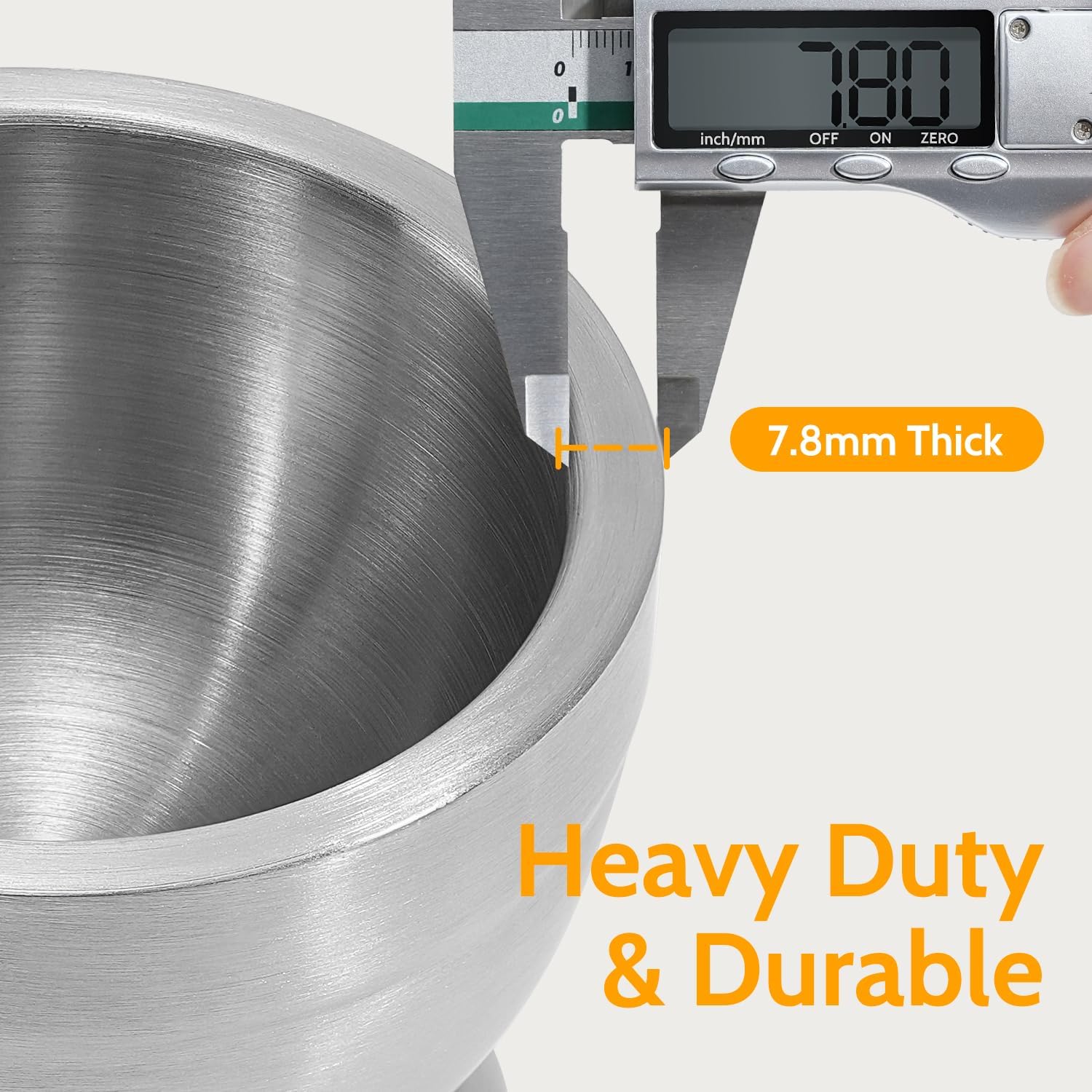 Mortar and Pestle,  18/8 Stainless Steel Spice Grinder Pill Crusher with Lid for Crushing Grinding Ergonomic Design with Anti Slip Base and Comfy Grip