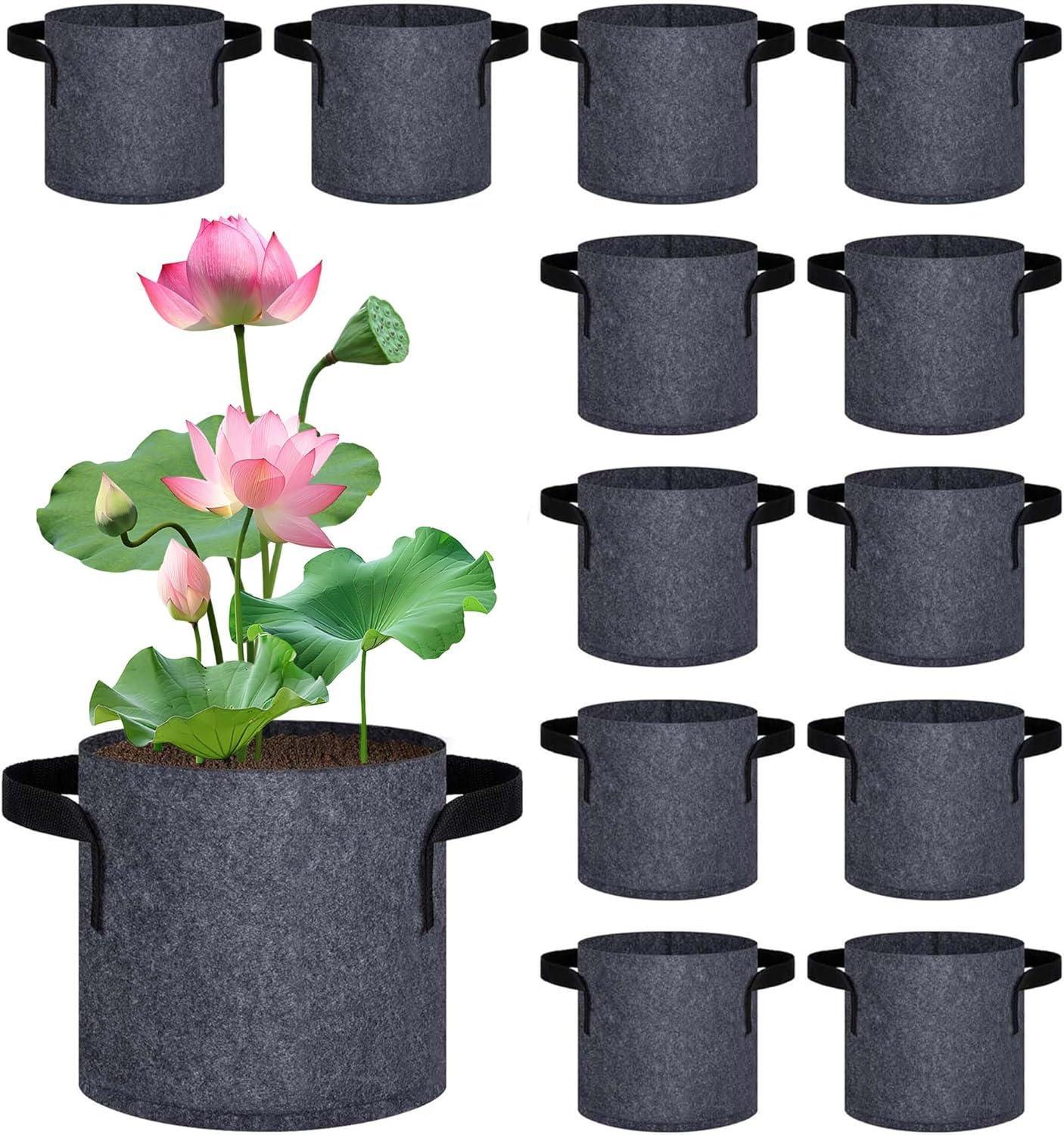 12 Pack Aquatic Plant Pots for Pond, Reusable Fabric Aquatic Plant Pots, Breathable Pond Plant Basket Grow Bags with Handles for Aquatic Plants, Bog Plant, Water Lily, Lotus, Flower (1 Gallon)