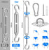 Sun Shade Sail Hardware Kit 6 Inch for Rectangle & Triangle Shade Sail Install, Stainless Steel Shade Sail Fixing Accessories for Outdoor Patio Canopy Garden, Heavy Duty Awning Attachment Set (44 Pcs)