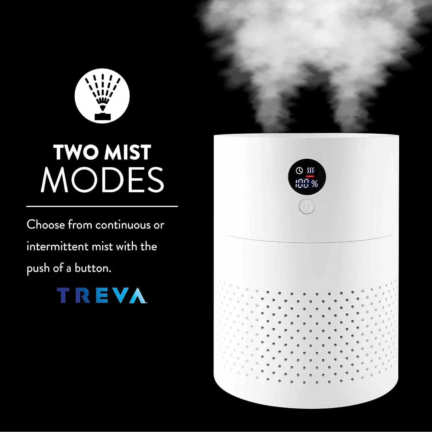 Portable Cool Mist Humidifier 2 Liter Capacity Rechargeable Battery Powered 2 Misting Modes Led Display Panel and Auto Shut Off