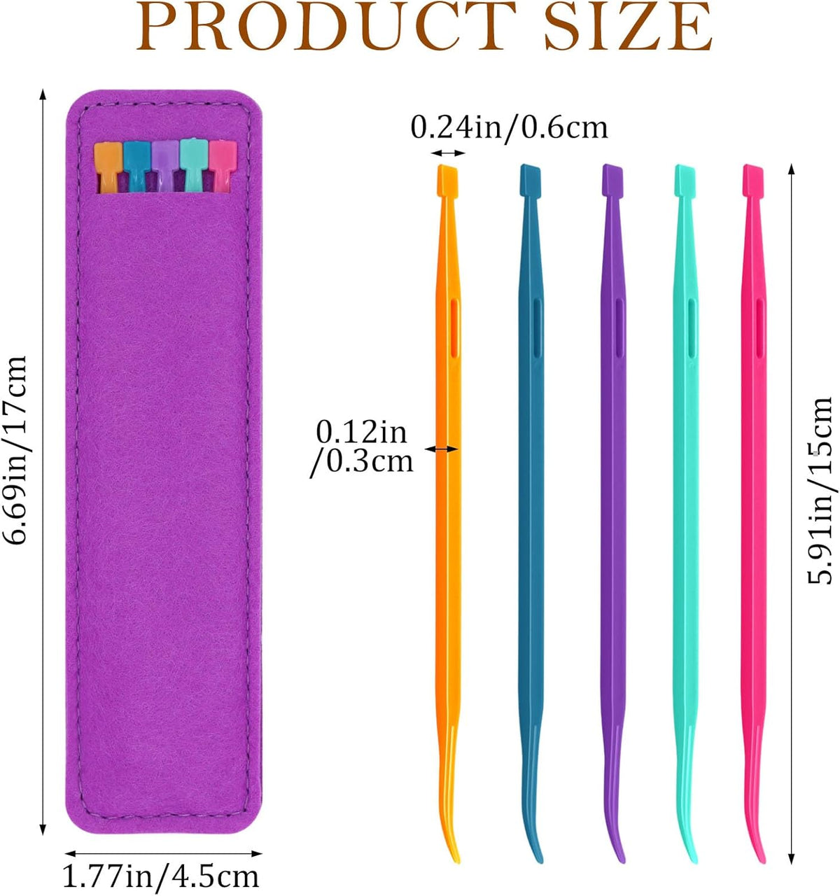 Drawstring Threader Tool,5Pcs Purple Thang Sewing Tool with Storage Bag Plastic Sewing Stiletto Tool Rope Threader Multifunctional Sewing Accessories for Craft Quilting Supplies