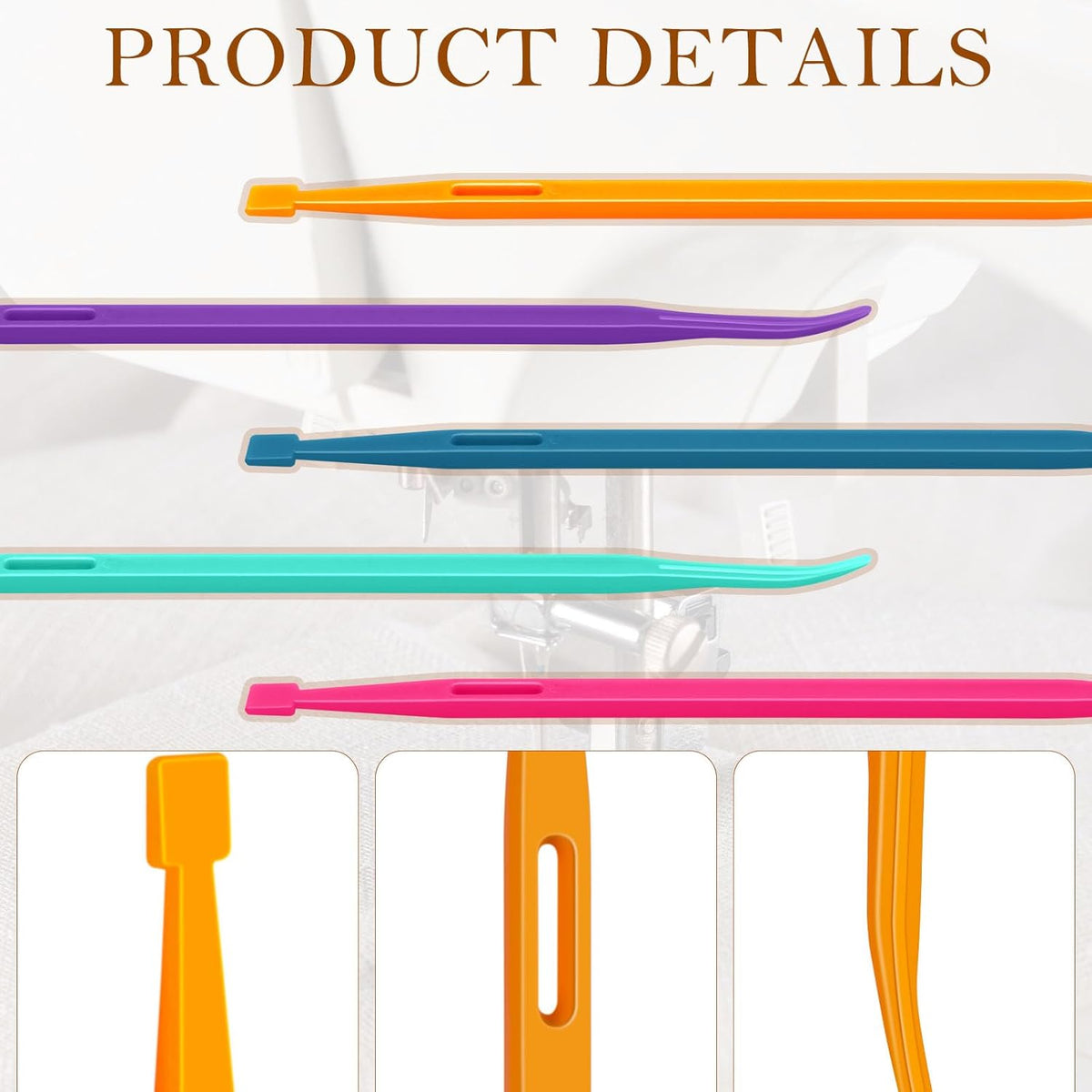 Drawstring Threader Tool,5Pcs Purple Thang Sewing Tool with Storage Bag Plastic Sewing Stiletto Tool Rope Threader Multifunctional Sewing Accessories for Craft Quilting Supplies
