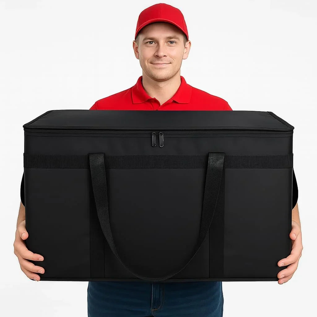 3-Pack Insulated Food Delivery Bag, XXXL Pizza Cooler Bags, Rideshare Delivery Bag, Thermal Cold/Hot Styrofoam Carrier for Catering/Shopping/Travel/Car, Warmer/Frozen
