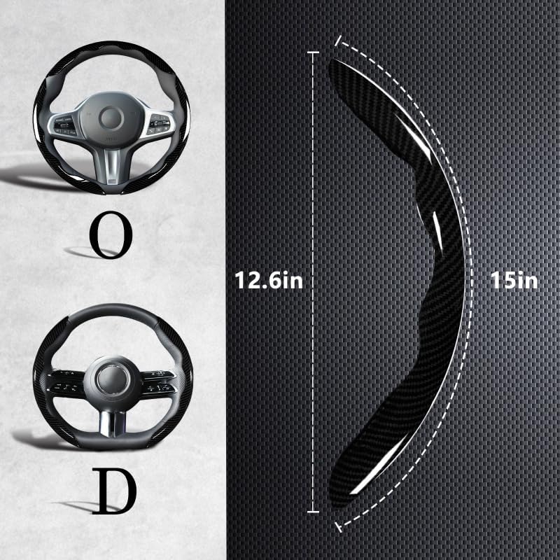 Carbon Fiber Steering Wheel Covers 3 Piece Clip on Steering Wheel Cover (Black)