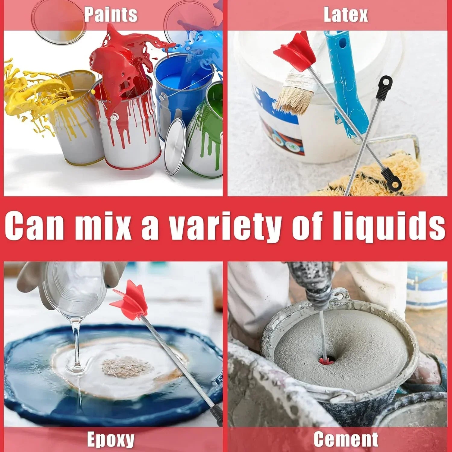 3 Pcs 11 Inch Paint Stirrer for Drill, Paint Mixer Attachment, Helix Epoxy Mixer for Concrete Resin Silicone Stirrer Paddle Works with Most Drills