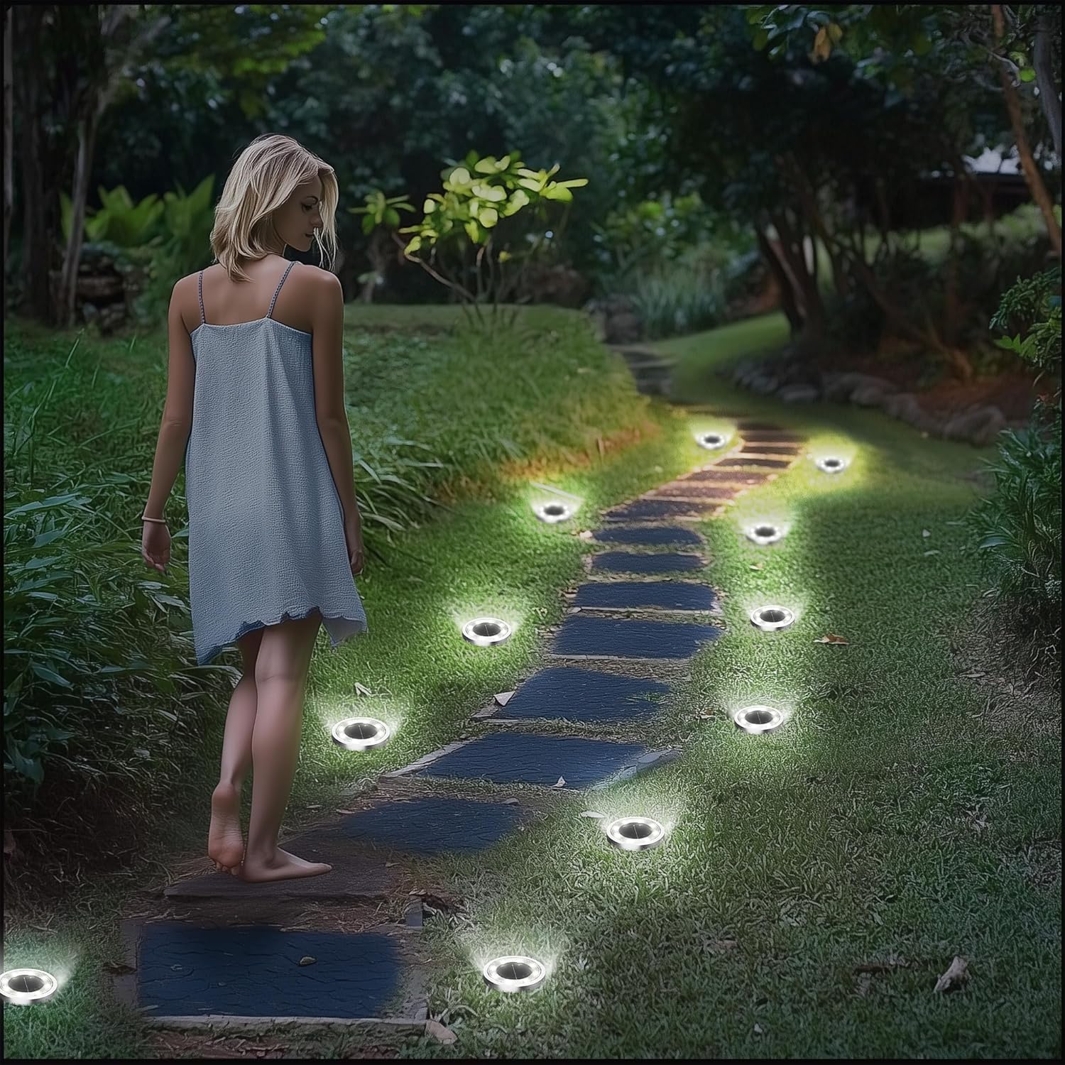 Solar Ground Lights,16 Pack Solar Lights Outdoor Waterproof, Solar Garden Lights Landscape Lighting for Patio Pathway Lawn Yard Deck Driveway Walkway, Cold White