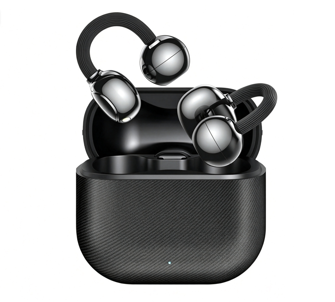 Open-Ear Clip Bluetooth Earphone - NE11S Wireless Earbuds with Bluetooth 6.0 11mm Driver 4.5g Lightweight - Sports Headphones with Mic - Black