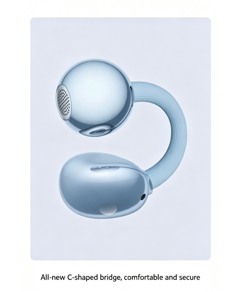 Open-Ear Clip Bluetooth Earphone - NE11S Wireless Earbuds with Bluetooth 6.0 11mm Driver 4.5g Lightweight - Sports Headphones with Mic - Blue