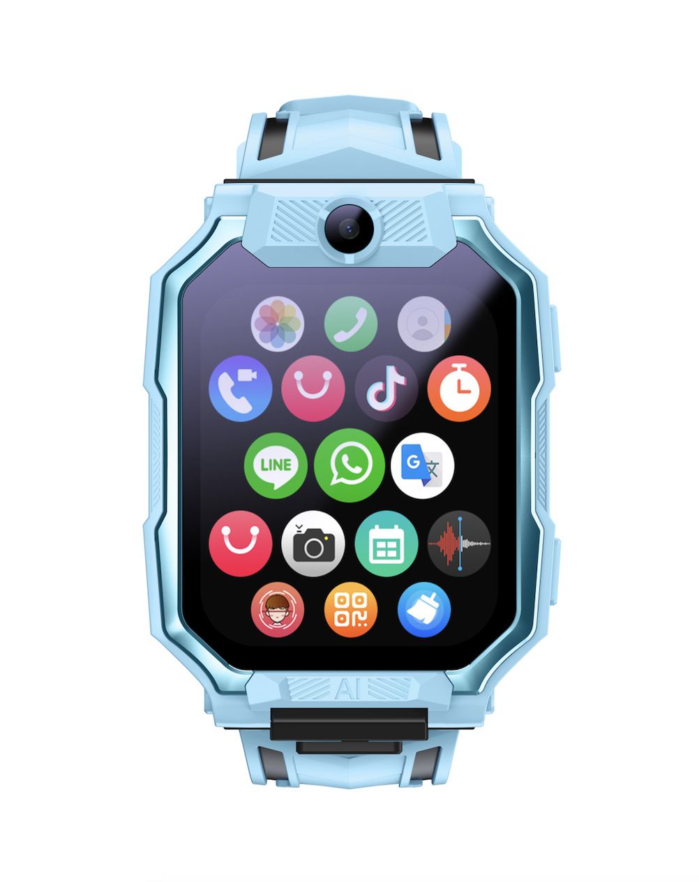 Smart Kids Phone Watch - GPS Tracker Video Call Smartwatch with AI Functions Android OS - Detachable Rotatable Camera for Students - Blue
