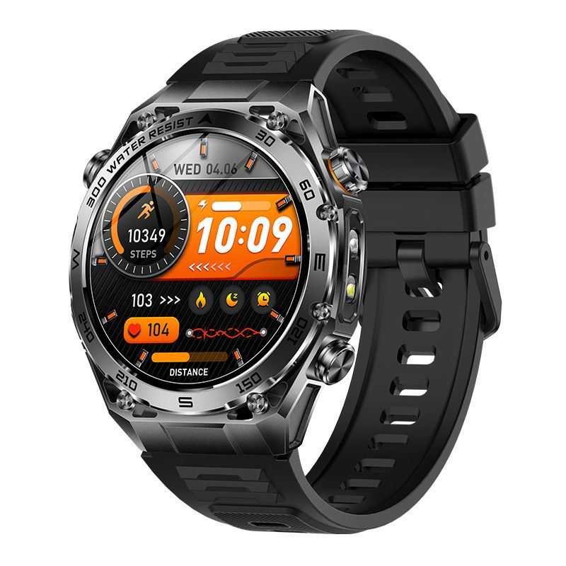 Smart Watch with Bluetooth Calling - 1.53" IPS Screen Health Tracker with Heart Rate SpO2 Sleep Monitor - IP68 Waterproof Smartwatch - Black Rubber