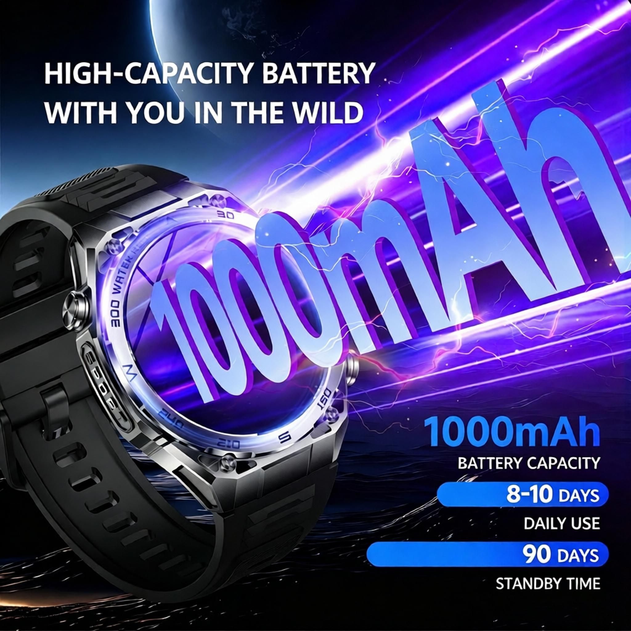 Smart Watch with Bluetooth Calling - 1.53" IPS Screen Health Tracker with Heart Rate SpO2 Sleep Monitor - IP68 Waterproof Smartwatch - Black Rubber