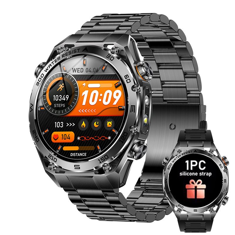 Smart Watch with Bluetooth Calling - 1.53" IPS Screen Health Tracker with Heart Rate SpO2 Sleep Monitor - IP68 Waterproof Smartwatch - Black Steel