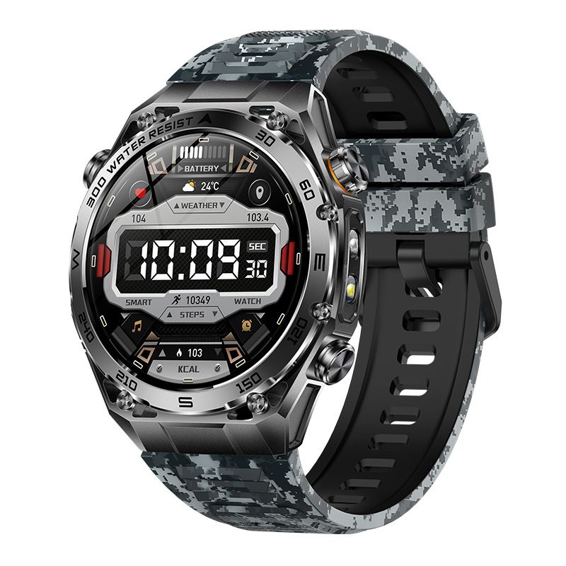 Smart Watch with Bluetooth Calling - 1.53" IPS Screen Health Tracker with Heart Rate SpO2 Sleep Monitor - IP68 Waterproof Smartwatch - Blue Camo