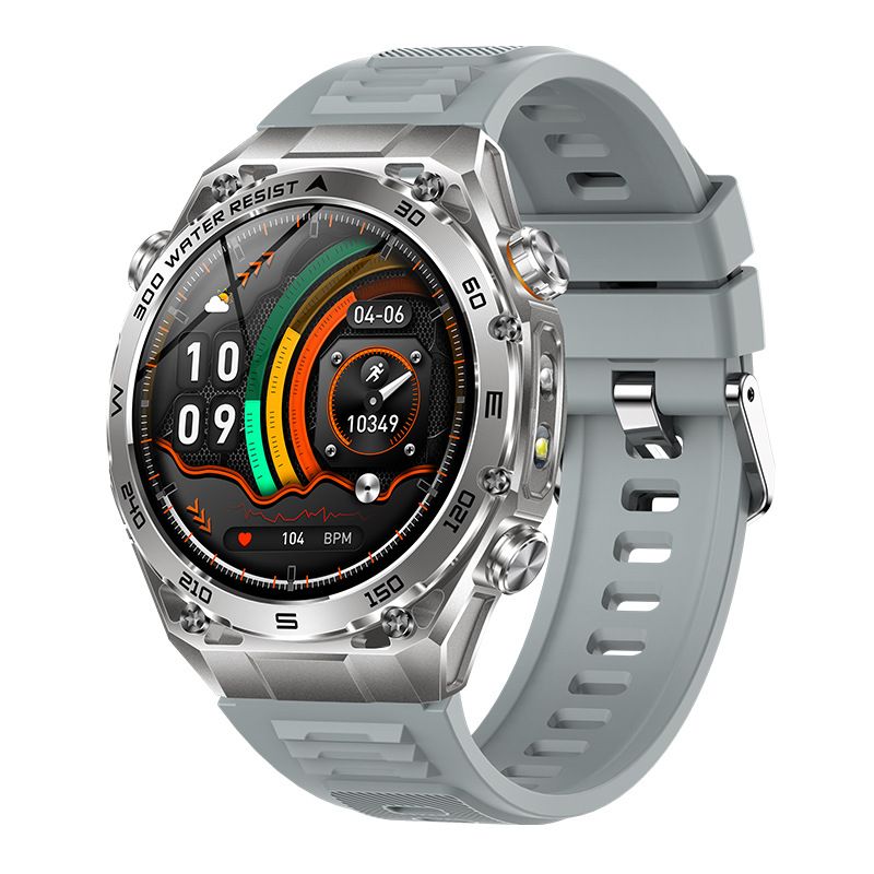 Smart Watch with Bluetooth Calling - 1.53" IPS Screen Health Tracker with Heart Rate SpO2 Sleep Monitor - IP68 Waterproof Smartwatch - Gray Rubber