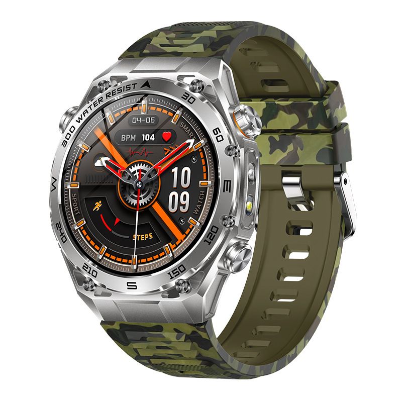 Smart Watch with Bluetooth Calling - 1.53" IPS Screen Health Tracker with Heart Rate SpO2 Sleep Monitor - IP68 Waterproof Smartwatch - Green Camo
