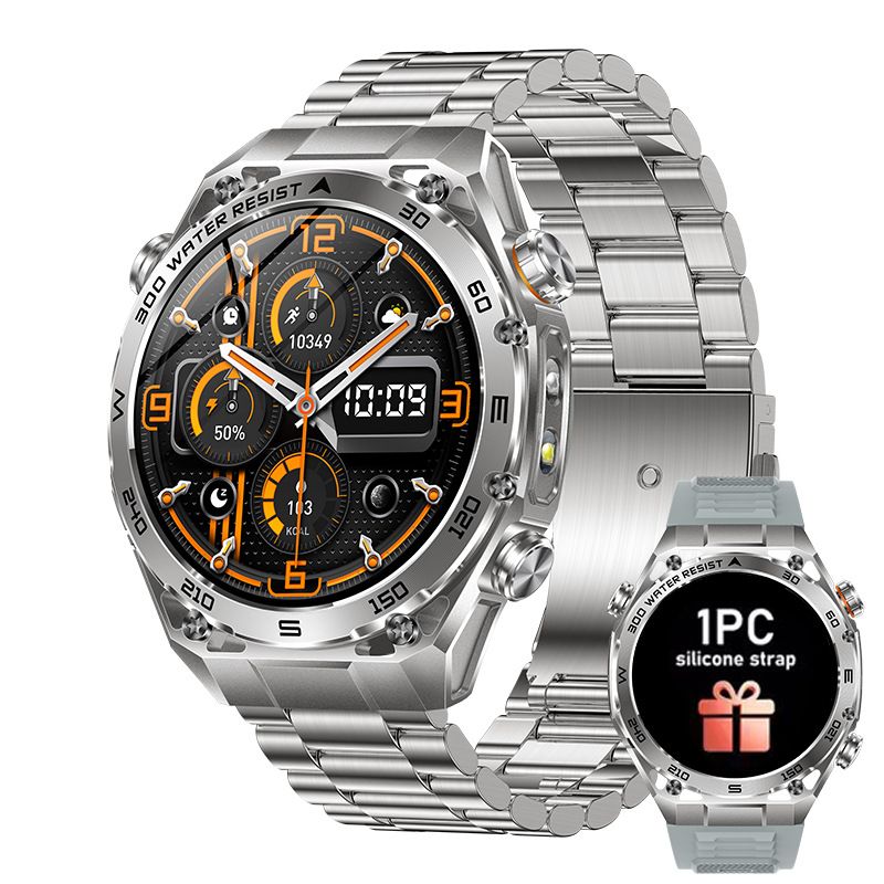 Smart Watch with Bluetooth Calling - 1.53" IPS Screen Health Tracker with Heart Rate SpO2 Sleep Monitor - IP68 Waterproof Smartwatch - Silver Steel