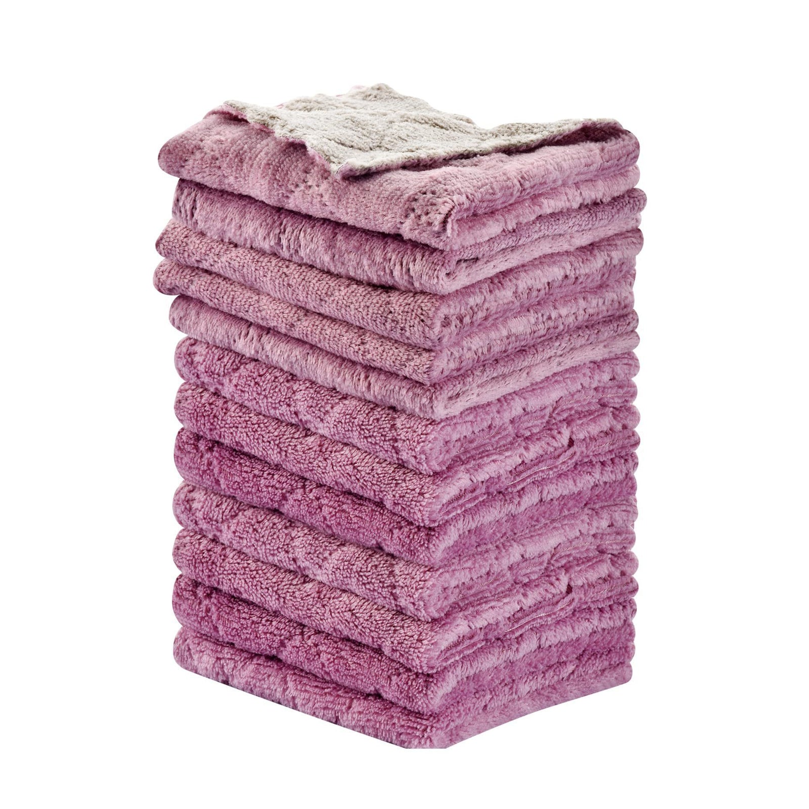 Microfiber Cleaning Cloth 10-Pack - Super Absorbent Multi-Purpose Towel for Kitchen Car Home - Lint Free Soft Cleaning Rag - 30x30cm Purple+Gray
