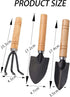 Garden tool set, 3-piece garden tool set, garden trowel, small, wooden handle, hand trowels, small garden set for bonsai, tool, plant pot, flowers