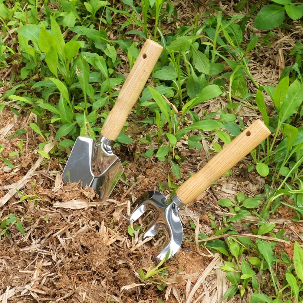 Petluno Garden Tool Set, 3-piece garden tool, stainless steel hand tools, gift set with ergonomic handles, including a wide spade