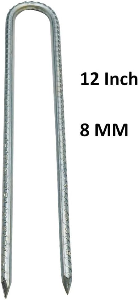 Ground Stakes, Tent Nails, Ground Anchors Garden Staples Steel Galvanized Pegs, Heavy Duty U Landscape Pins for Camping Tents Trampoline Canopies Sheds Ports Gardening 12 Inch 6pack