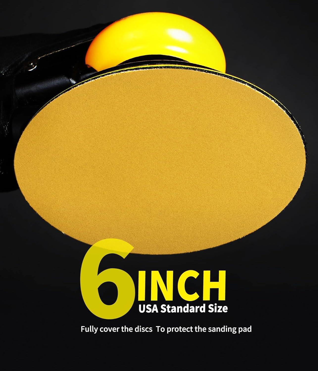6 Inch Sanding Discs Hook and Loop No Hole, 320 Grit Sandpaper, Da Sandpaper for Automotive and Woodworking, 100 Pack