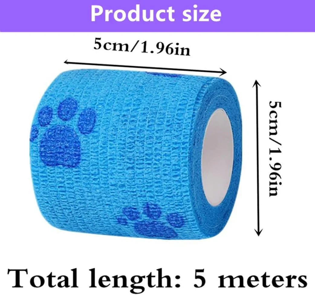4 Rolls Pet Self Adhesive Bandage, Pet Vet Wrap Tape Waterproof Non-Woven Cohesive Gauze Rolls for Dog Cat Animals, Cohesive Bandages for Wrist Healing Ankle Sprain & Swelling Sport (2 x 5 Yards)