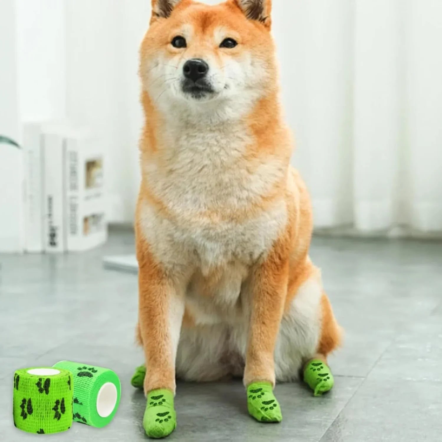 4 Rolls Pet Self Adhesive Bandage, Pet Vet Wrap Tape Waterproof Non-Woven Cohesive Gauze Rolls for Dog Cat Animals, Cohesive Bandages for Wrist Healing Ankle Sprain & Swelling Sport (2 x 5 Yards)