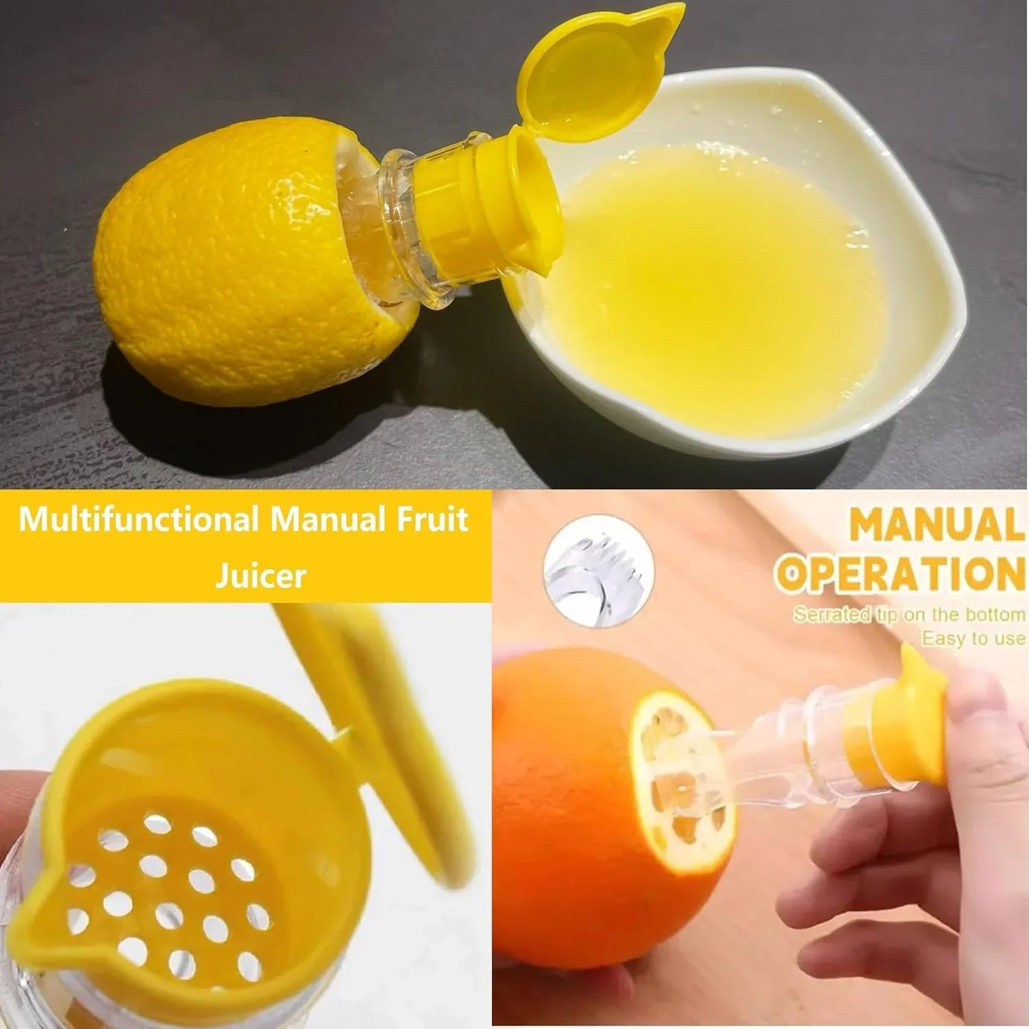 Mini Citrus Press - Handheld Lemon & Lime Juicer with Screw Top Lid, Compact Manual Juice Extractor for Cocktails, Drinks, Kitchen - Durable, Easy Clean, Portable Fruit Squeezer