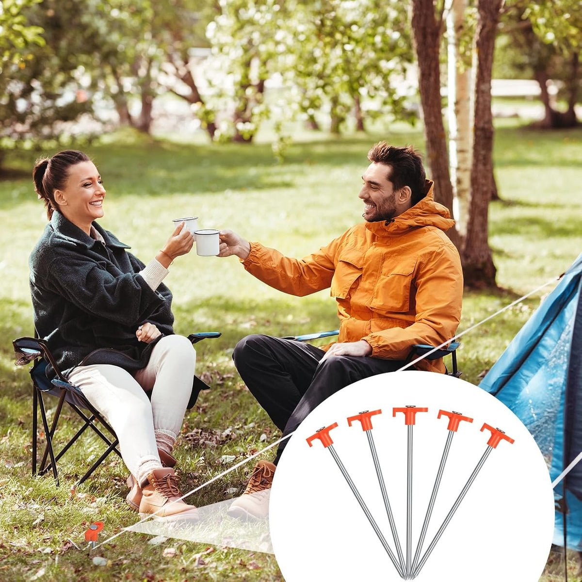 10 Pcs Tent Pegs Heavy Duty Metal Tent Stakes Heavy Duty 7.87inch Ground Pegs for Awnings for Hard Ground, Camping