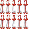 10 Pcs Fishbone Tent Stakes with Carabiners ， Aluminum Alloy & Stainless Steel Windproof Anchors with Carabiners， Deck Spring Tensioner for Camping Canopy, Hiking Gear，Essential for Mountain Climbing